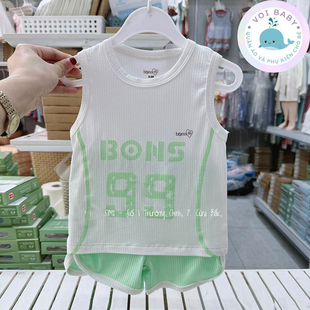 Bộ ba lỗ cho bé trai bé gái Bons99 chất modal sợi tre