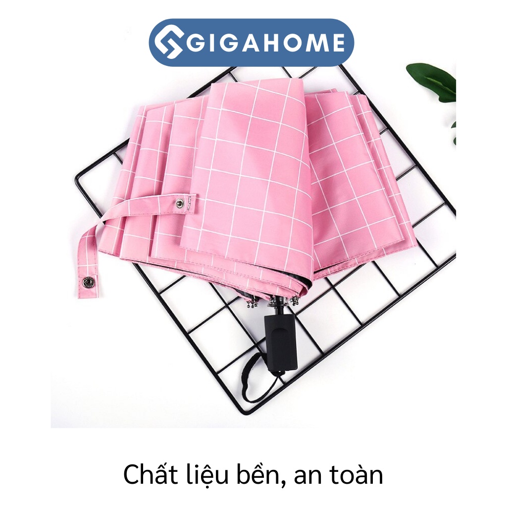 Dù Đi Mưa Gấp Gọn Mini GIGAHOME Chống Tia UV, Chống Thấm Nước Họa Tiết Caro 9437