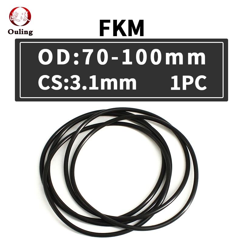 1 Vòng Đệm Cao Su Đen 3.1mm OD70 / 72 / 75 / 80 / 85 / 90 / 95 / 100 * 3.1mm Chống Áp Lực Dầu