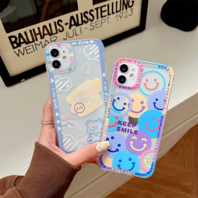 Ốp Điện Thoại Mềm Hình Mặt Cười Và Gấu Cho iPhone 12 Pro Max 11 Pro Max Xs Max Xr X 6 6S 7 8 Plus