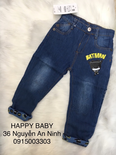 Quần bò dài 2 lớp Batman Zara 1-5Y (có ảnh thật)