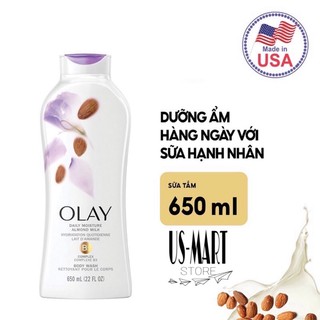 Sữa tắm Olay Hydrating Clean Almond Milk Moisture (hạnh nhân & sữa dưỡng ẩm ) 650ml - Chính hãng P&G - Mỹ-Giá tốt