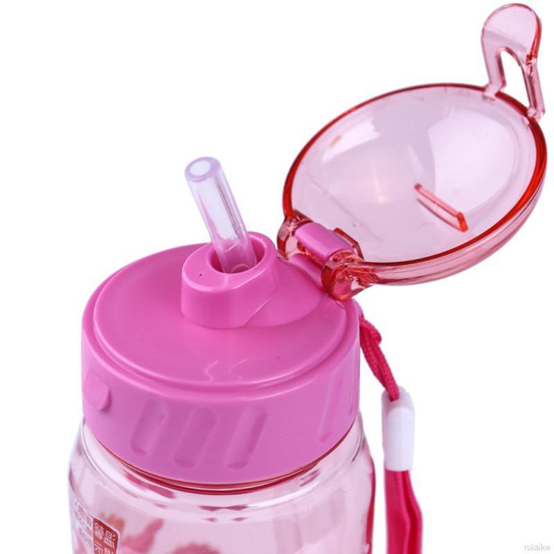 Bình đựng nước uống 450ml có ống hút họa tiết nhân vật Disney dành cho trẻ em tập uống nước khi đi học