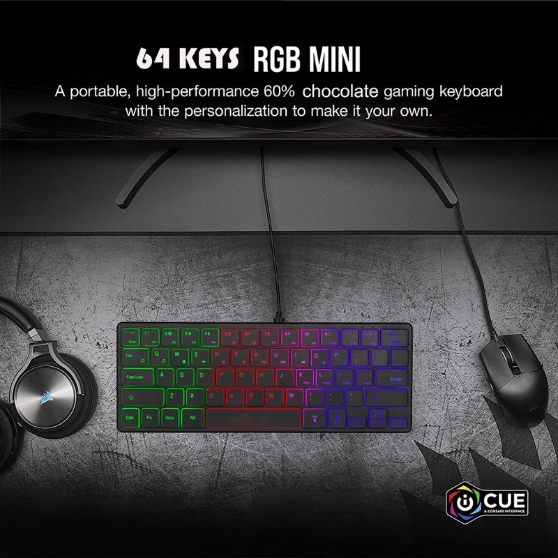 Bàn Phím Mini 60% 64 Phím Không Thấm Nước Không Gây Tiếng Ồn Cho Game Thủ