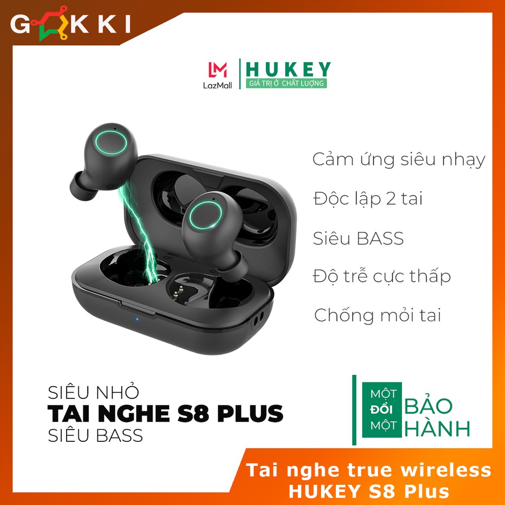 Tai nghe không dây, tai nghe bluetooth true wireless HUKEY S8 Plus, bảo hành 6 tháng