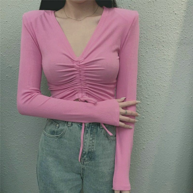 ÁO TAY DÀI RÚT NGỰC CROPTOP