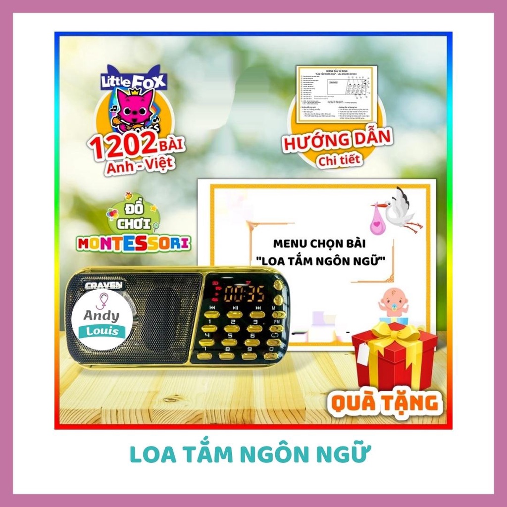 Loa Tắm Ngôn Ngữ cho bé, Loa học tiếng anh, craven CR 853 3 pin, Tiếng ồn trắng