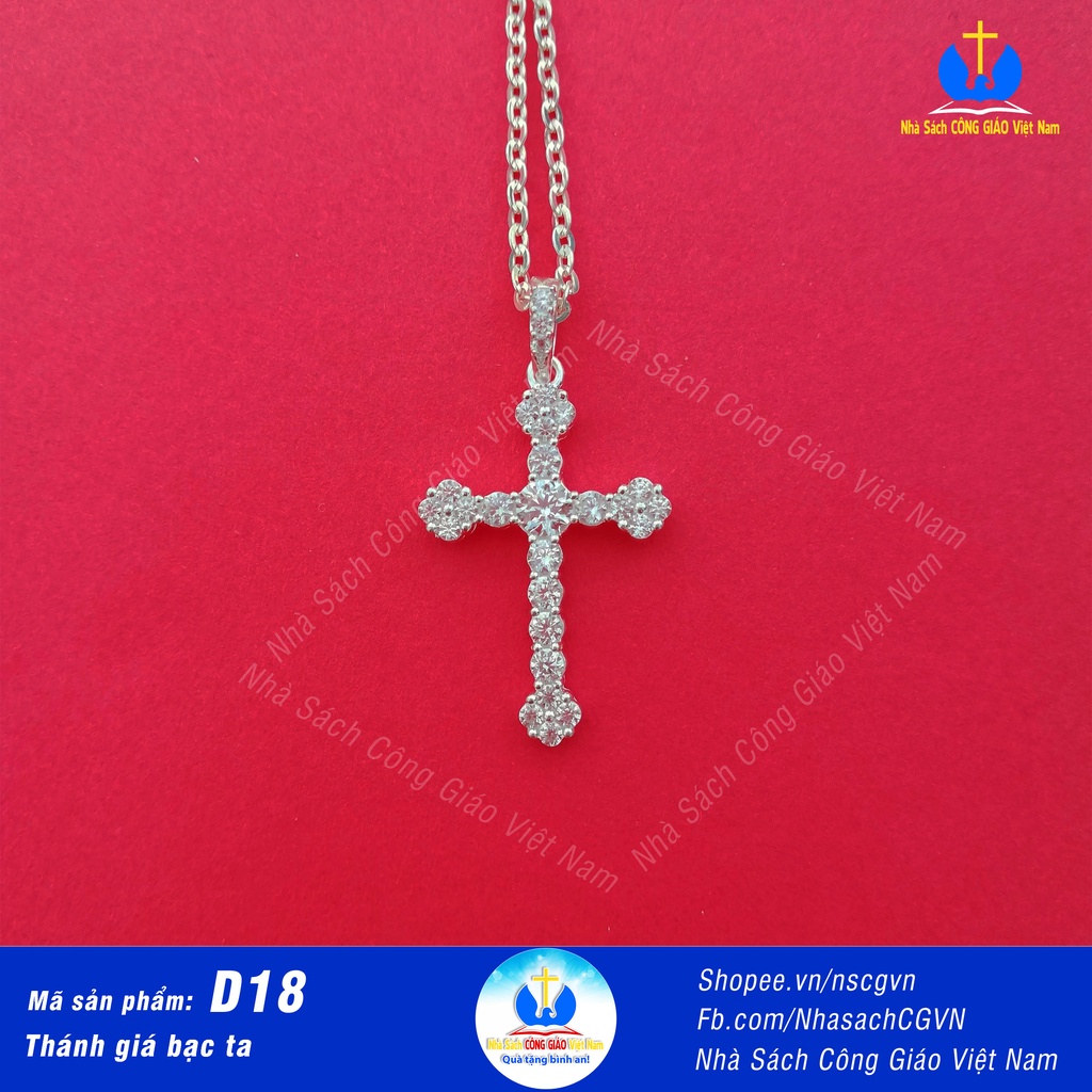 Thánh giá bạc ta - Mặt dây chuyền  D18 cho nam nữ, trẻ em - Quà tặng Công Giáo