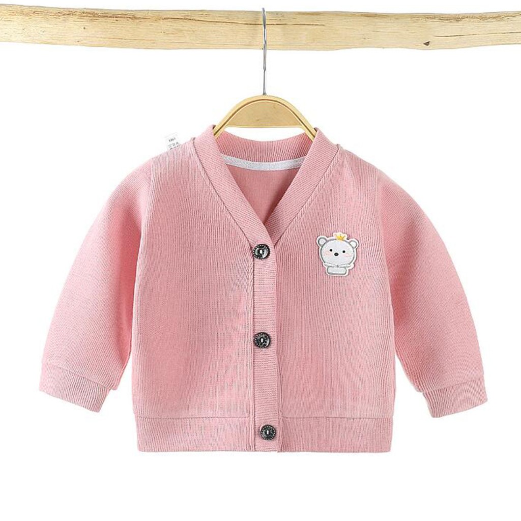 Áo khoác cardigan dệt kim màu trơn thời trang xuân thu cho bé