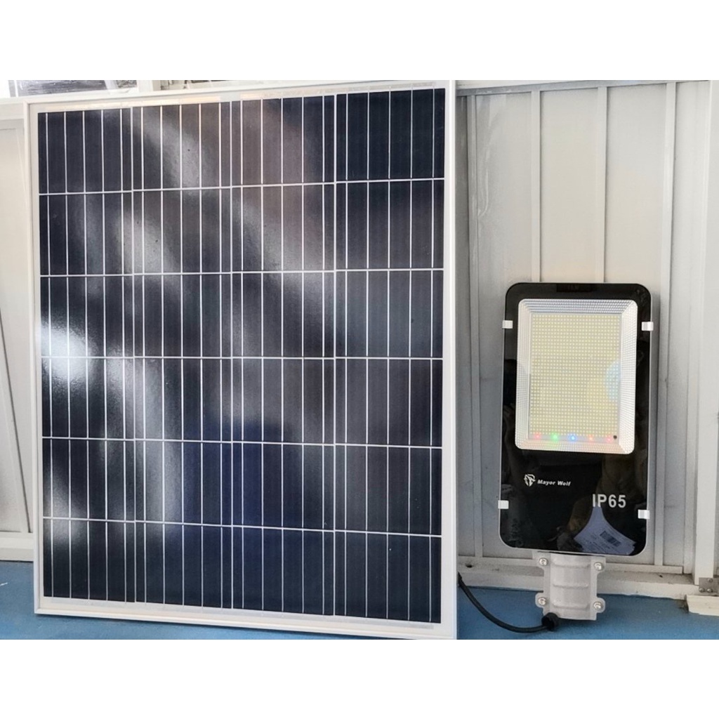 Đèn bàn chải công trình năng lượng mặt trời siêu to, siêu sáng Mayor Wolf tấm pin NL 80W hàng chính hãng bảo hành 2 năm