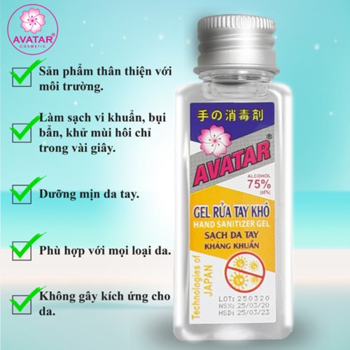 Nước rửa tay khô Avatar 75% cồn (40ml) Nhật Bản | WebRaoVat - webraovat.net.vn