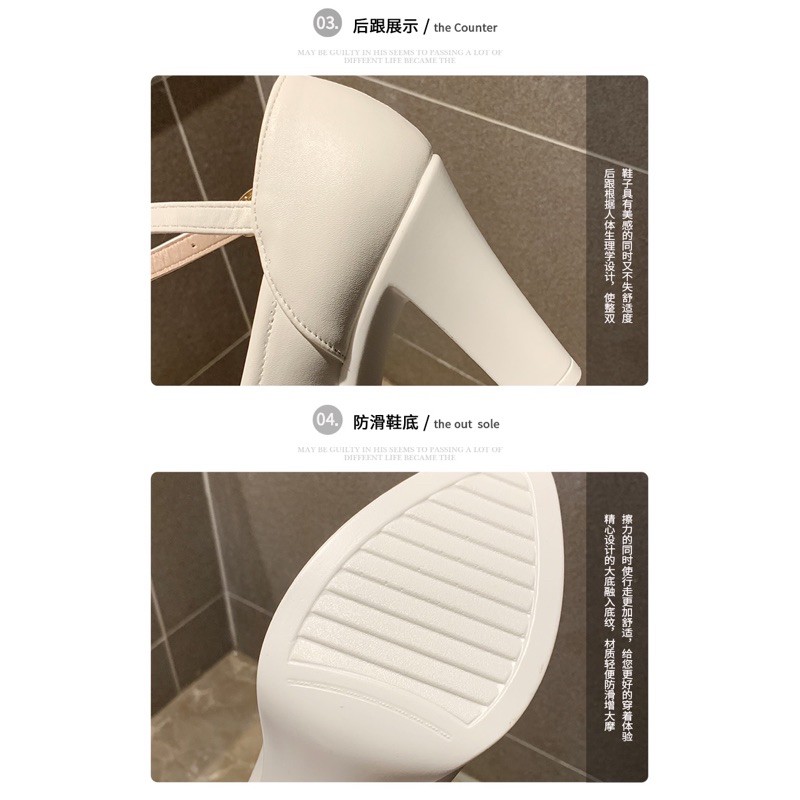 Giày cao gót đế đúp gót vuông cao 9cm M8073