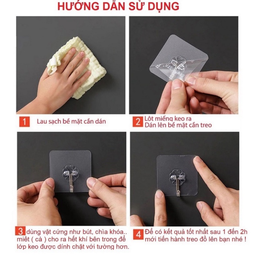 Móc Dán Tường Siêu Dính Trong Suốt Chịu Lực Tốt Treo Tường Chắc Chắn 6x6 cm KABA