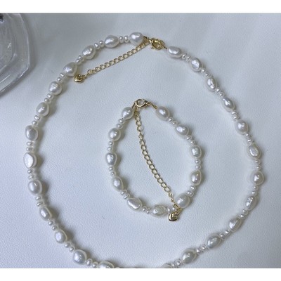 Bộ Vòng Tay Và Vòng Cổ Ngọc Trai Hạt Gạo 10ly Sang Trọng - Ngọc Trai Trường Thịnh