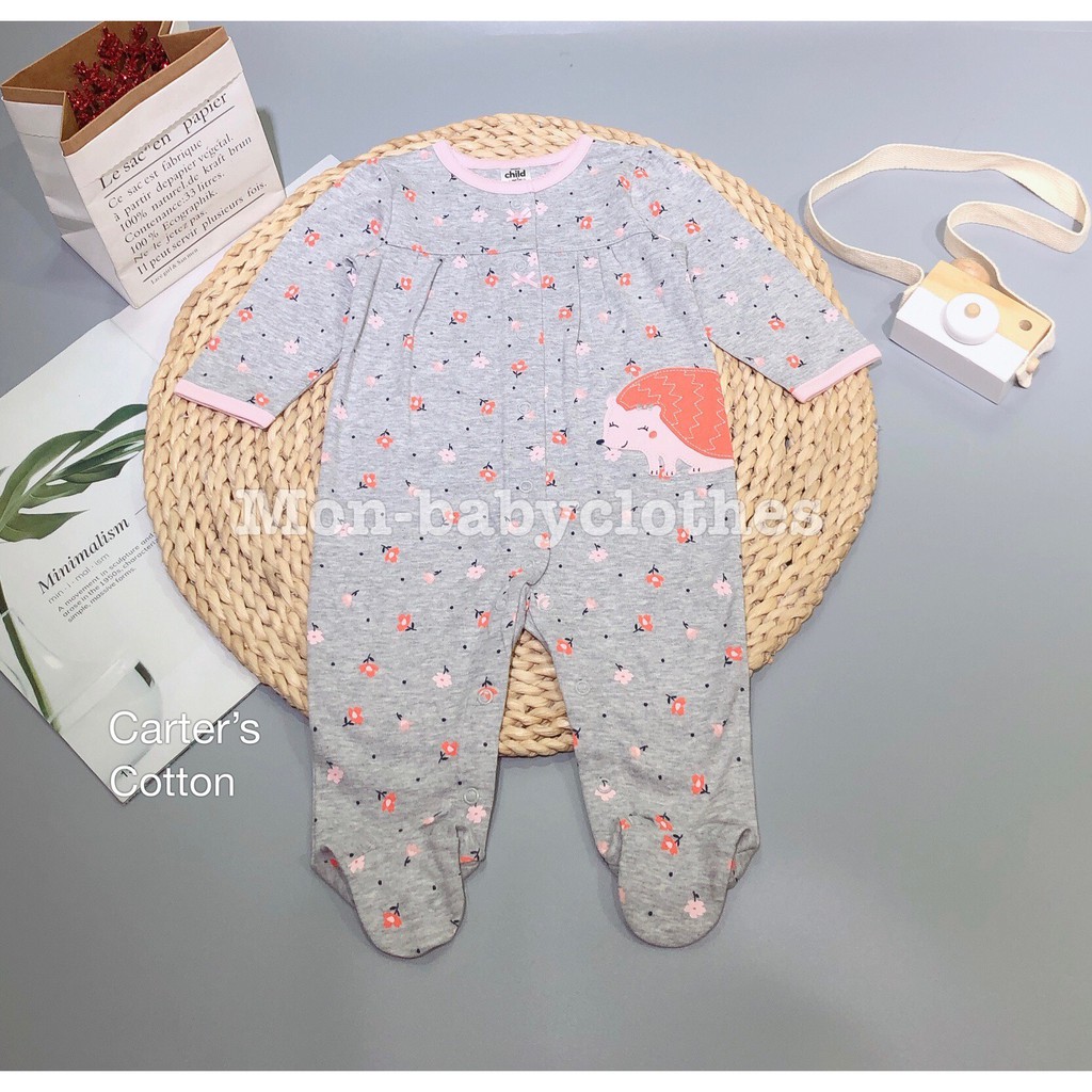 sleepsuit cotton - nhím ghi xám [carter]- 5-7kg