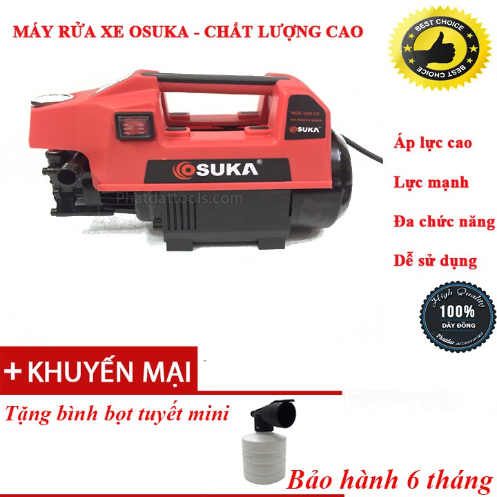 Máy rửa xe Osuka C2 Động cơ từ 1500W-BH 6 tháng tặng kèm bình bọt tuyết mini