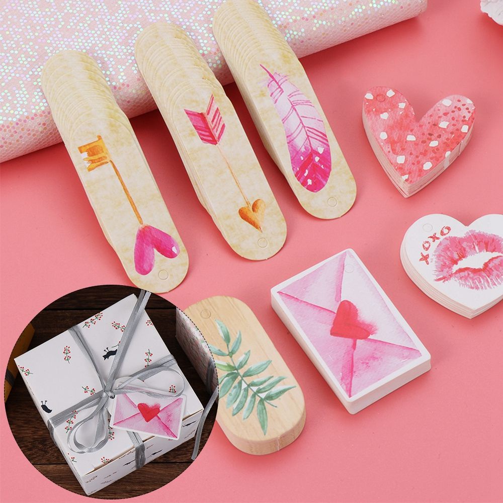 Bộ thẻ làm tag nhãn YIYU bằng giấy thủ công treo gói quà trang trí đám cưới lễ tình nhân DIY