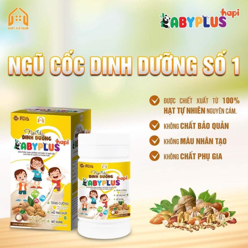 Ngũ Cốc Babyplus Bổ Sung Vitamin Giúp Bé Ăn Ngon, Tăng Chiều Cao, Tăng Cân, Tăng Sức Đề Kháng, Sáng Mắt