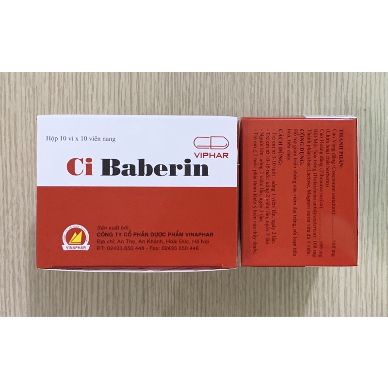 CI BABERIN Vinaphar  -Hộp 100 viên - Hỗ trợ điều trị rối loạn tiêu hóa , đầy bụng, chướng hơi ,tiêu chảy