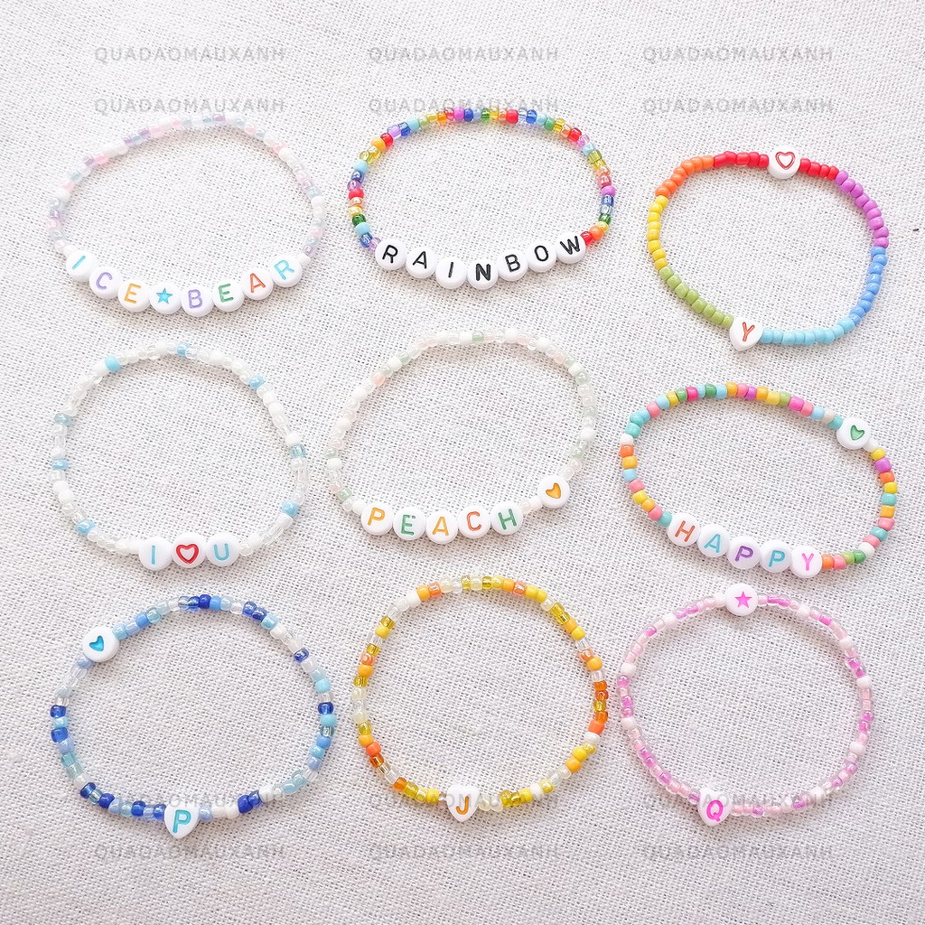 P-1 Vòng hạt cườm chữ cái phối màu và tên theo yêu cầu #letter bracelet | BigBuy360 - bigbuy360.vn