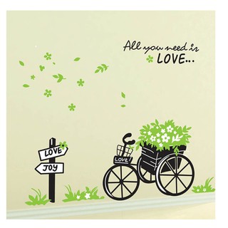 Decal dán tường mẫu :Xe đạp chở hoa