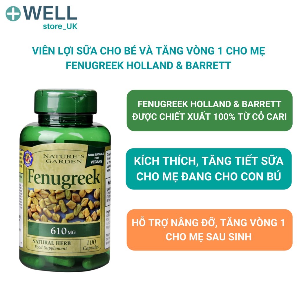 [UK-Air]Combo Vitamin Bú Anh và viên cỏ lợi sữa Fenugreek gọi sữa dồi dào cho mẹ sau sinh