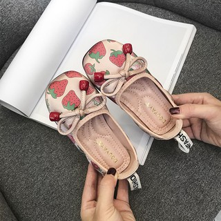 Giày công chúa in họa tiết quả dâu thời trang xuân thu dễ thương cho bé gái