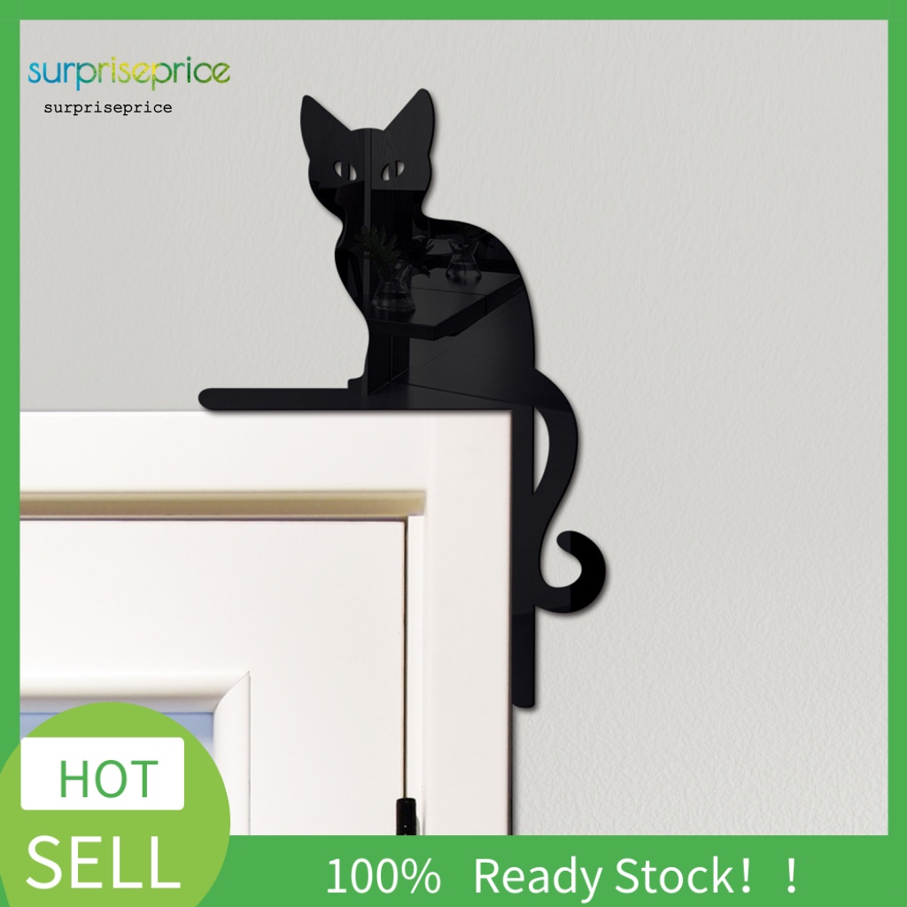 Decal dán tường Hiệu Ứng Gương 3D Hình Con Mèo Dùng Trang Trí Phòng Theo Phong Cách Halloween