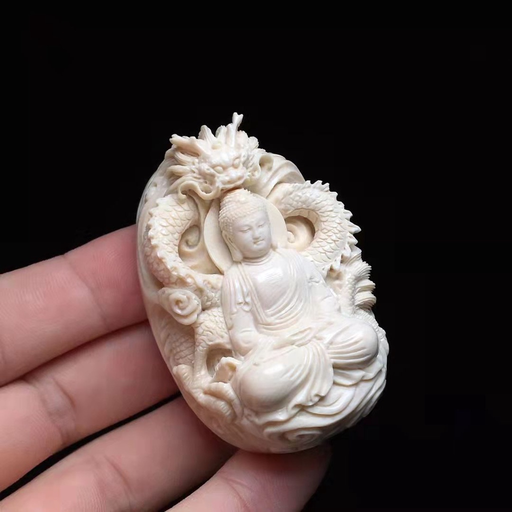 Mặt Dây Chuyền Khắc Hình Răng Phật Bằng Ngà Voi Handmade MFIG