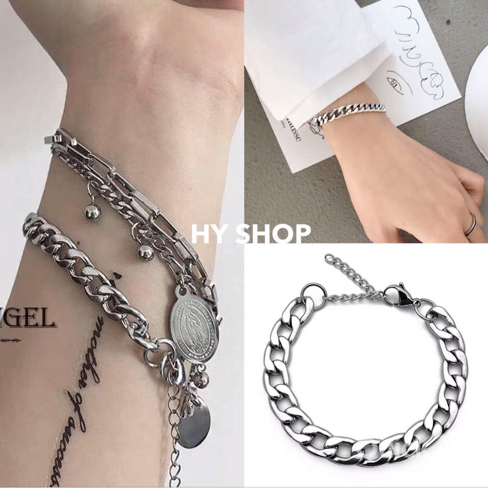 Vòng tay titan unisex dây xích nam nữ không gỉ - lắc tay titan nam xích không gỉ bts