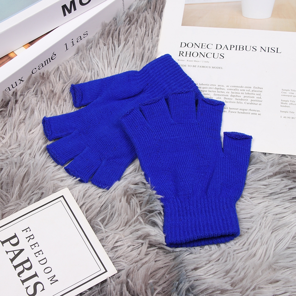 Găng Tay Dệt Kim Hở Ngón Giữ Ấm Mùa Đông Mềm Mại Cho Nam Nữ