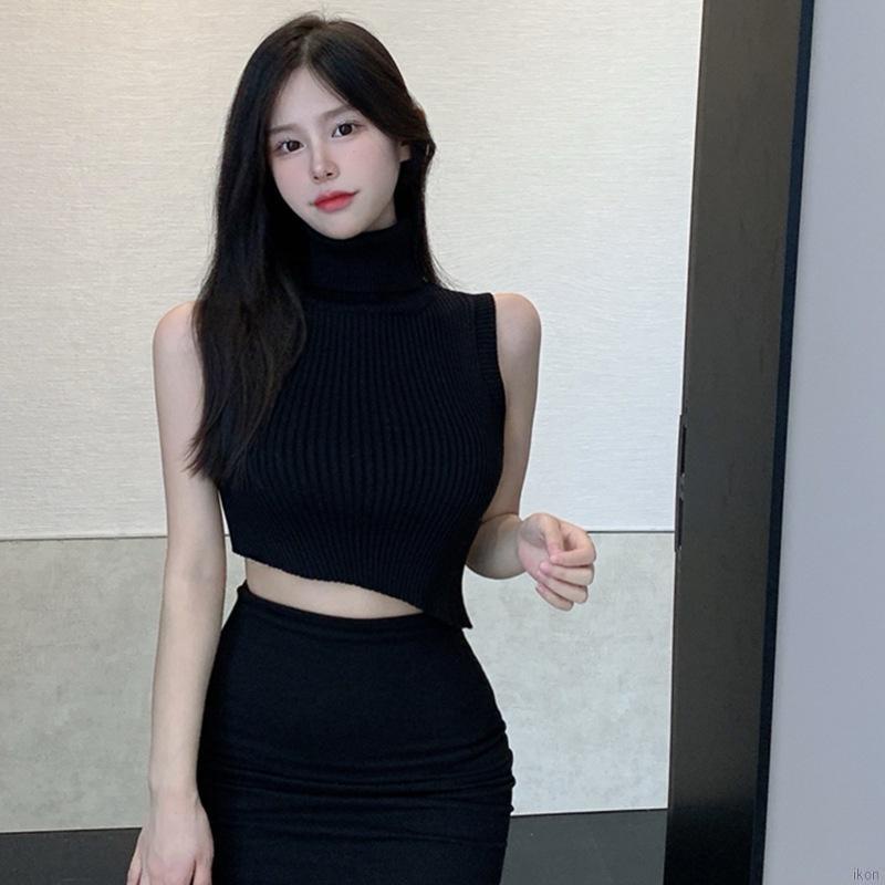 Áo dệt kim sát nách dáng ôm thiết kế quyến rũ cho nữ