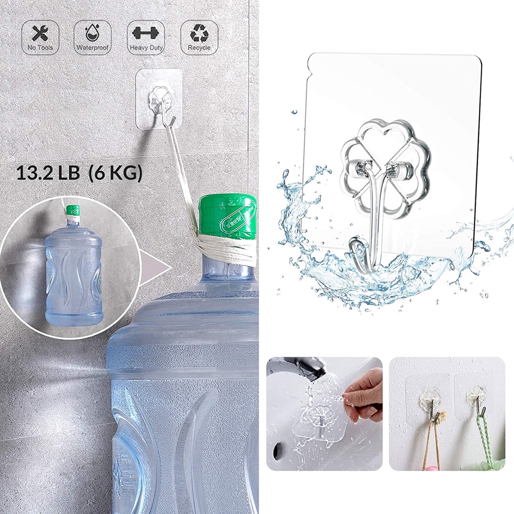 Set 10 Móc Treo Đồ Dán Tường Chống Trượt Chịu Được Sức Nặng