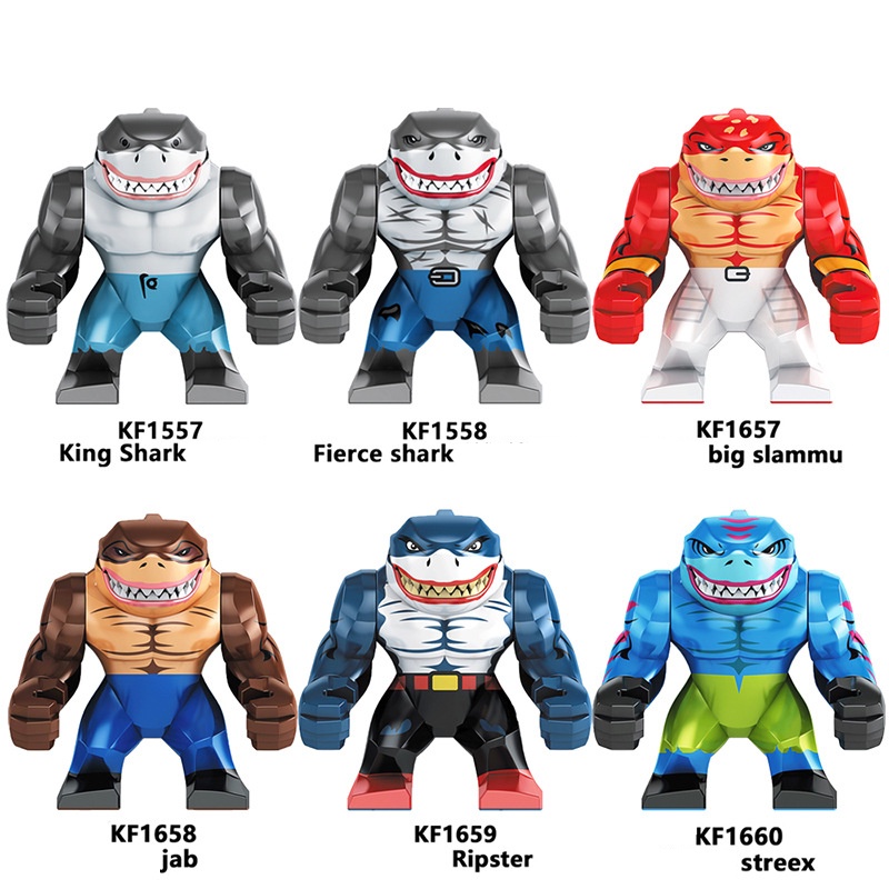 BIGFIG Đồ Chơi Lắp Ráp Cá Mập King Shark Lego Harley Quin Phim Suicide Squad Marvels DC Super Hero KF1557 KF1558