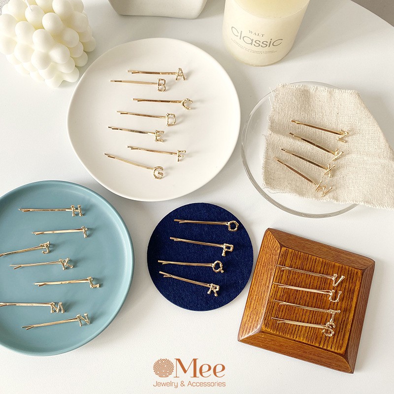 Kẹp tóc mái - cặp tóc kim loại hình chữ cái tùy chọn - Mee A0314