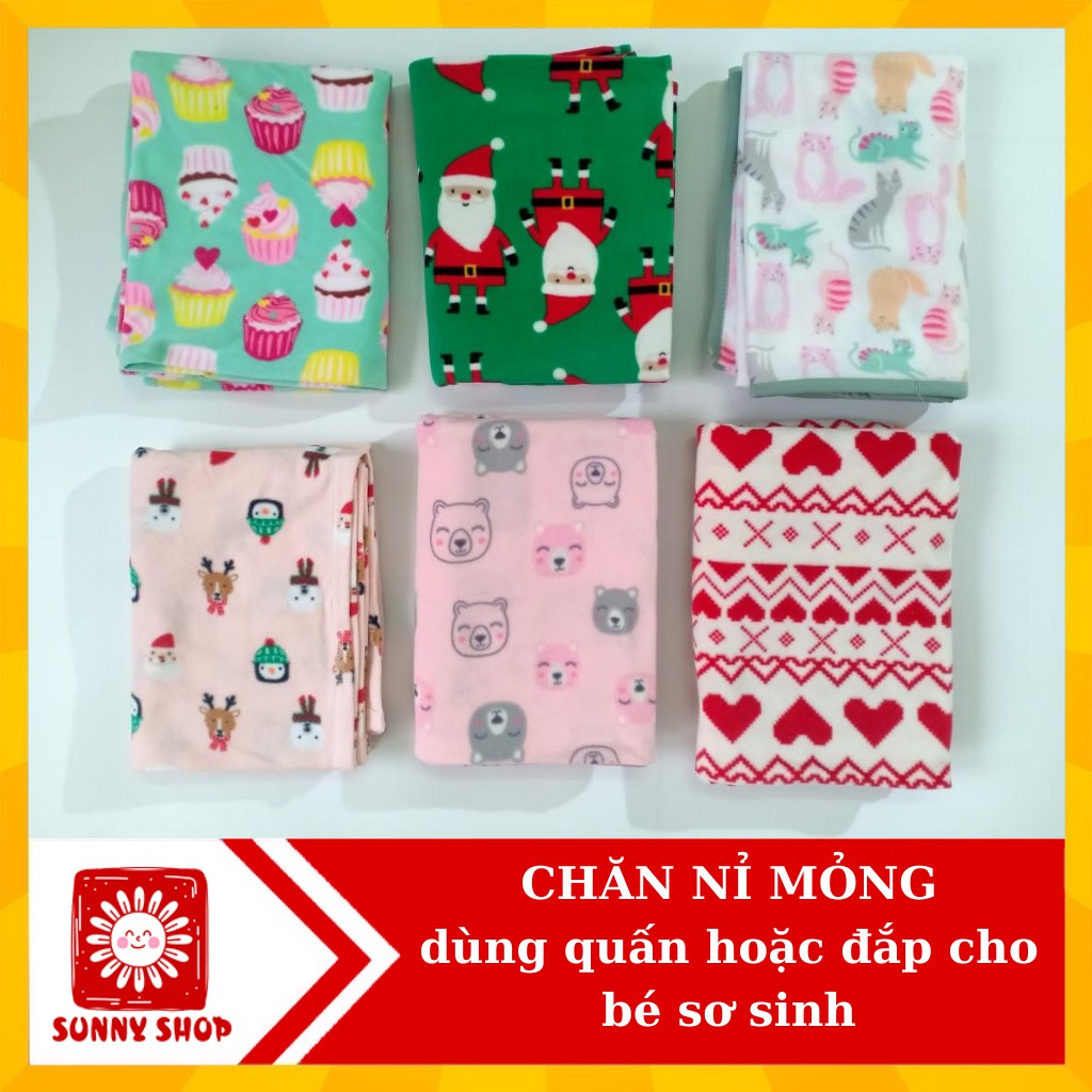 Chăn Nỉ mỏng / Mền Nỉ Mỏng, Siêu Mịn Siêu Nhẹ Cho Bé Sơ Sinh (được chọn mẫu)