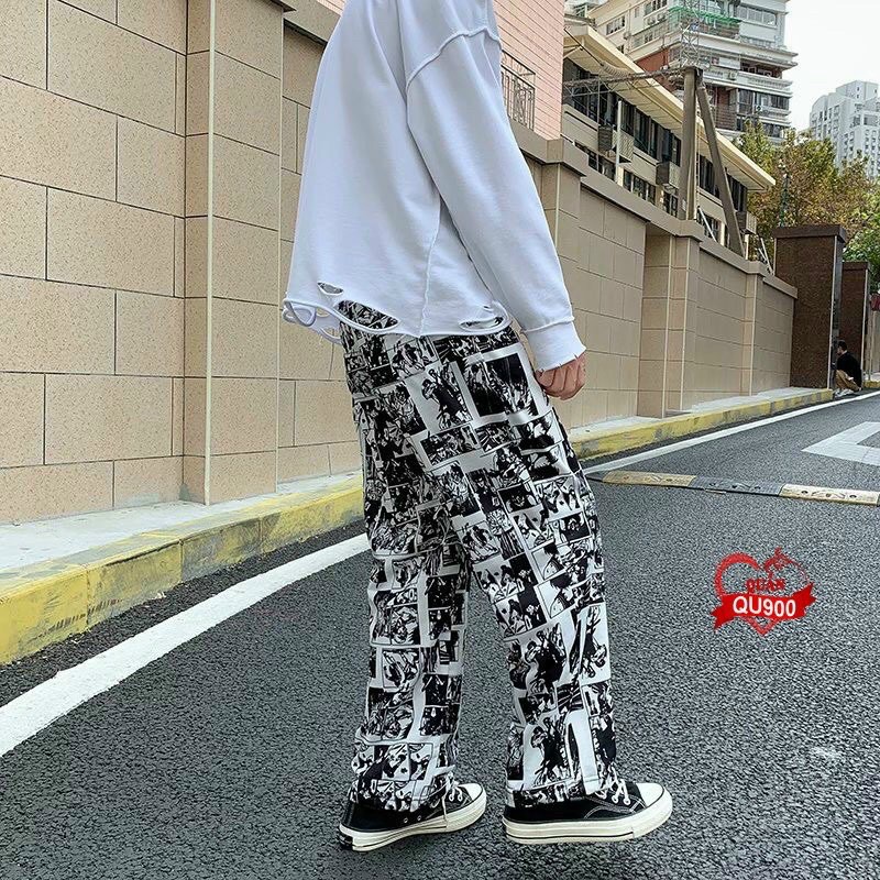 Quần Nỉ Unisex Nam Nữ Hình Cartoon Dây Rút Cá Tính Chất Đẹp