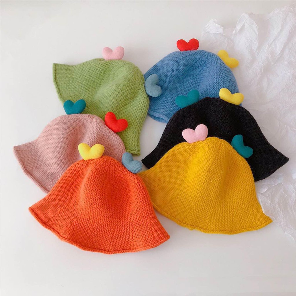 Mũ len cho bé trai bé gái 1 tuổi 2 tuổi hình trái tim màu sắc ngọt ngào dễ thương JIMADO SB808