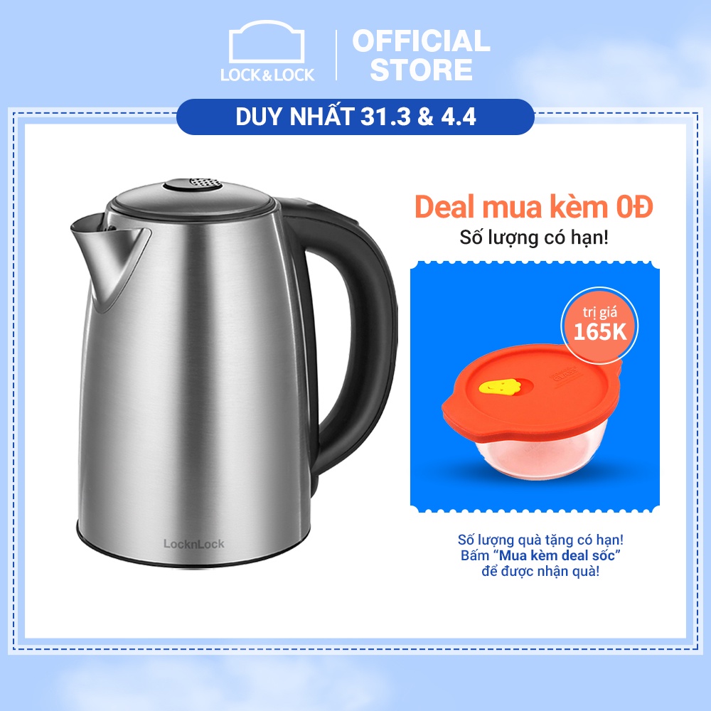 [Mã ELHADEV giảm 4% đơn 300K] Bình đun siêu tốc Lock&amp;Lock temperature control electric kettle 1.7L EJK136SLV