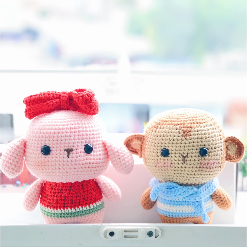 [FREESHIP + HANDMADE 100%] Thú bông móc len Lợn đeo nơ PEPPA cao cấp Coco Kids, đồ chơi thú bông len cao cấp và an toàn