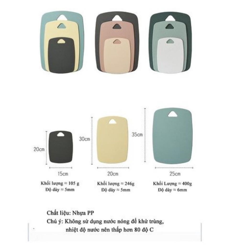 Thớt Nhựa kháng khuẩn - combo 3 thớt nhựa PP cao cấp chống nấm mốc decor nhà bếp tinh tế sang trọng hơn thớt gỗ nghiến