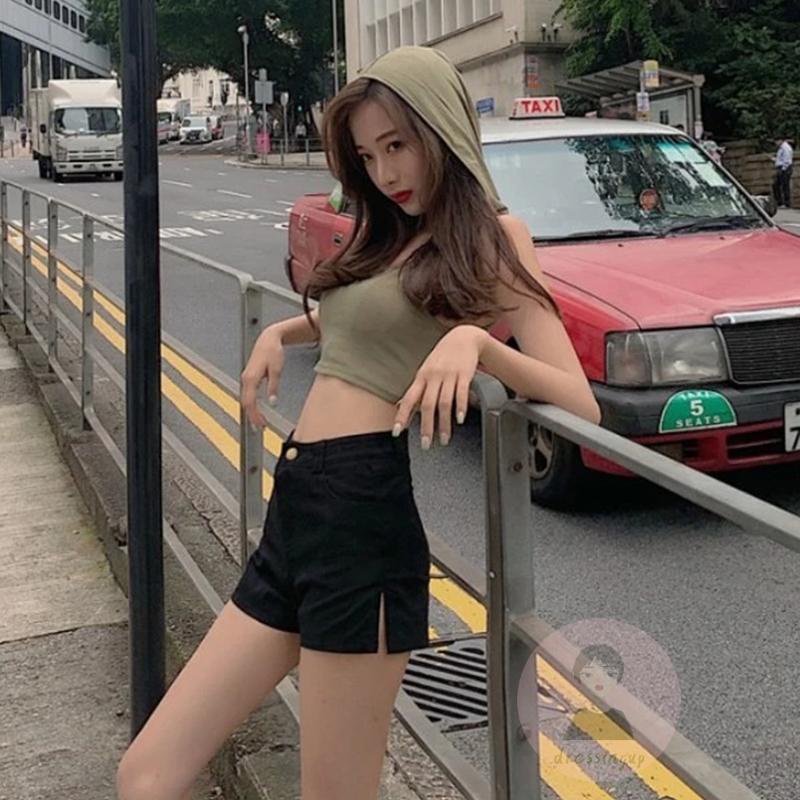 DRE-Women Tank Top, Sleeveless Hooded Slim Fit Solid Color Summer Casual Tank Top