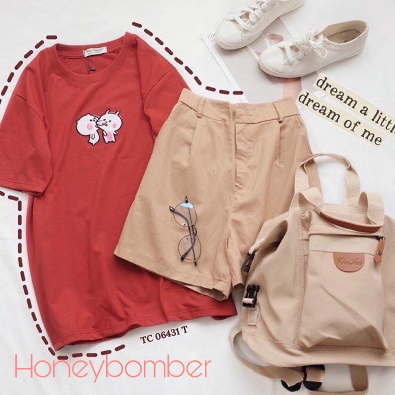 Set áo thêu hình + quần kaki ngộ nghĩnh