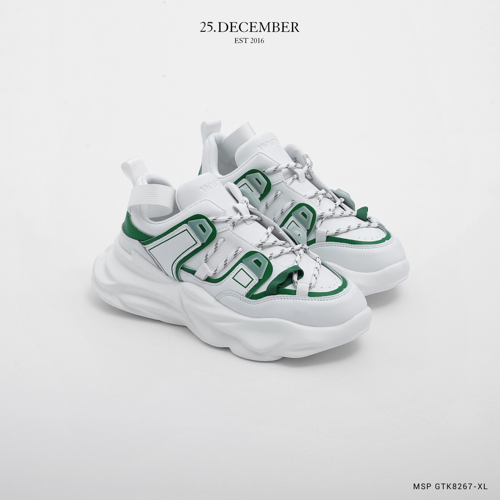 Giày da nam, phối màu xanh trắng, phom dáng đẹp đế giày tăng chiều cao - 25.December mã GTK8267