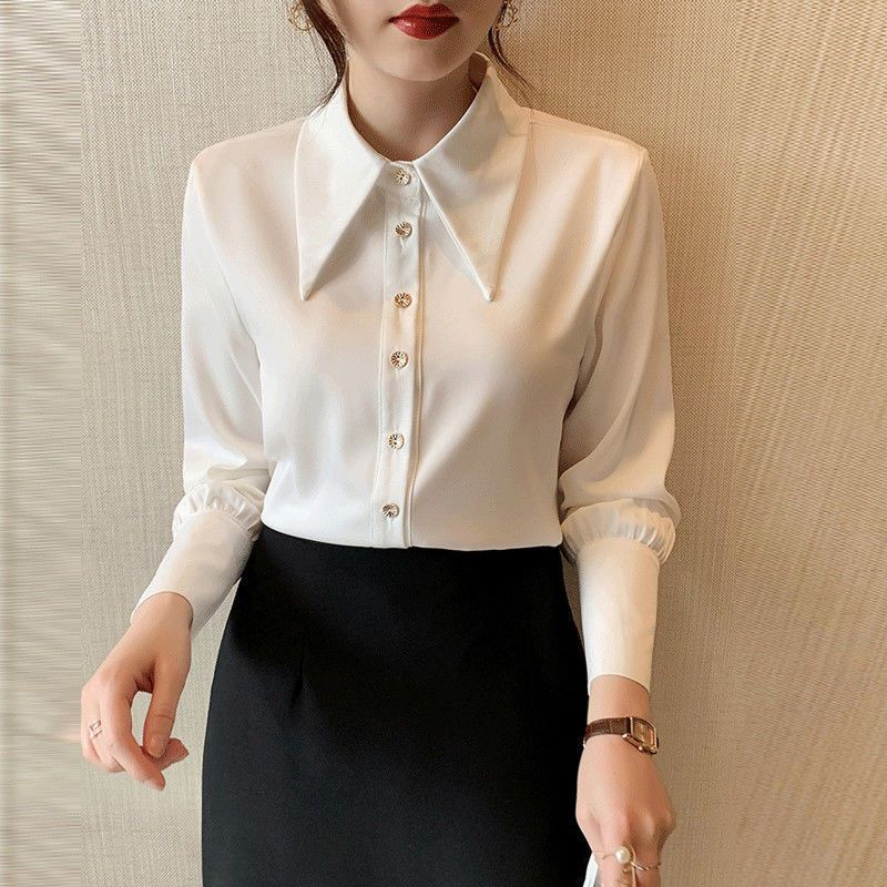 Áo Sơ Mi Trắng Tay Dài Phong Cách Hàn Quốc Thời Trang Công Sở Mới
