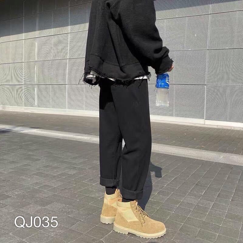 Quần baggy nam nữ đen rách gối , quần jeans ống rộng , dáng xuông , không phai màu phong cách Hàn Quốc | BigBuy360 - bigbuy360.vn