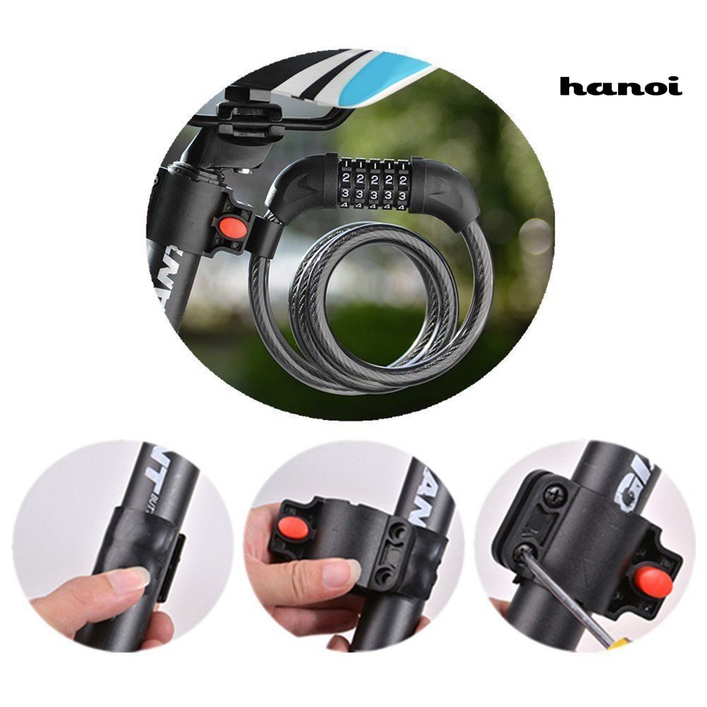 Khóa Dây Cáp Mật Mã 5 Chữ Số Cho Xe Đạp