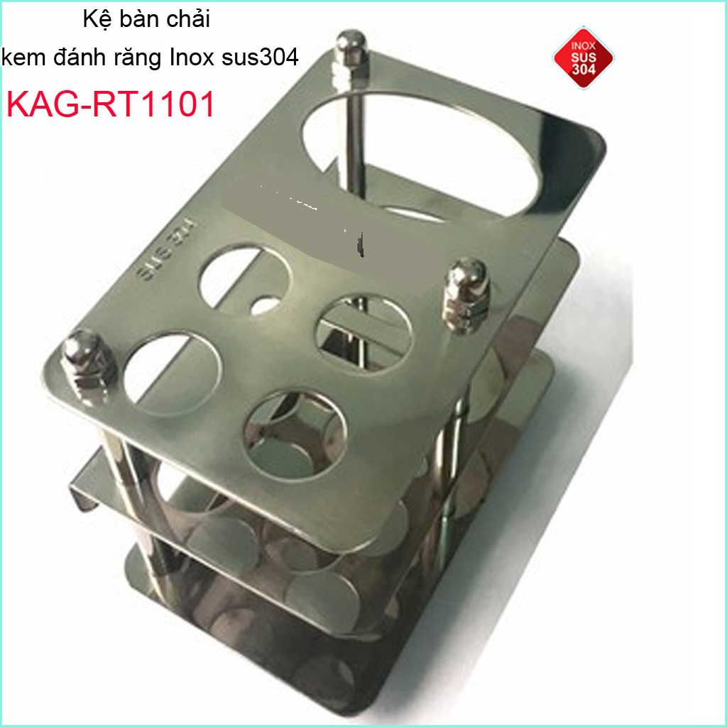 Kệ inox 304 để kem đánh răng bàn chải KAG-RT1101 giá để cây đánh răng mẫu mới sử dụng tiện lợi