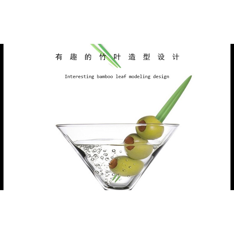 Set 10 nĩa hình lá tre xiên trái cây đa năng