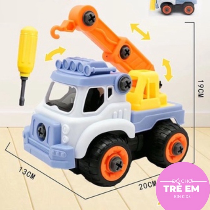 Đồ chơi xe ô tô mở vít bộ xe công trình cho bé
